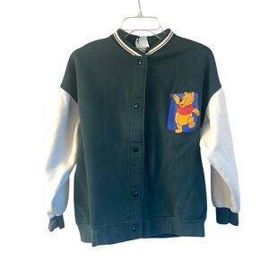 Vintage Disney Winnie the Pooh Green and White Varsity Jacket Size Small